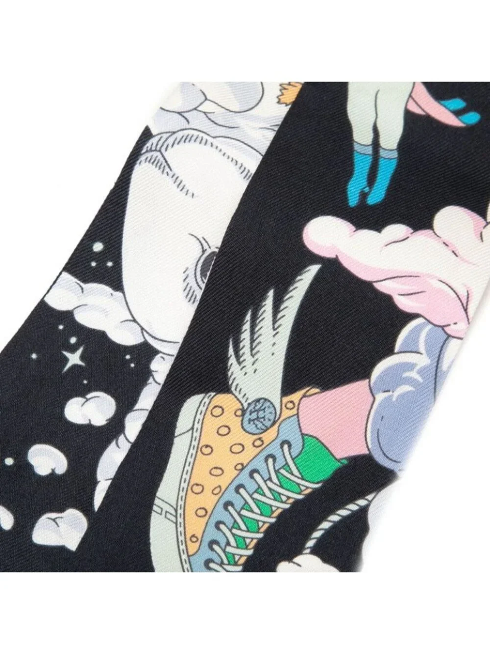 ★SOLD★ Hermes Twilly My Cloud Sur Mon Nuage Scarf New Tag Black Multicolor Silk - Picture 2 of 6